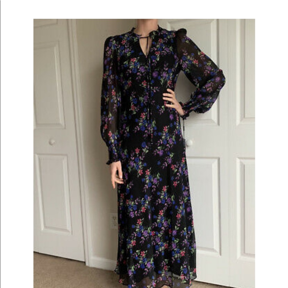 CALVIN KLEIN long sleeve floral print maxi dress 8